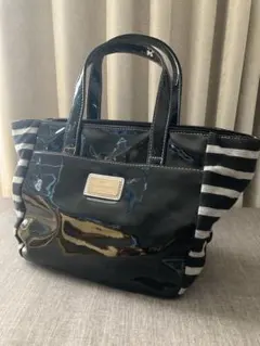 LANVIN SPORT ランバン スポーツ ラウンドバッグ　エナメル黒