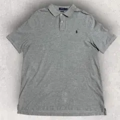 【美品】ポロラルフローレン ポロシャツ グレー XL ゆるだぼ 定番 刺繍ロゴ