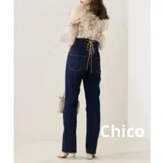 【美品】Chicoチコ　バックレースアップデニム ハイウエストデニム