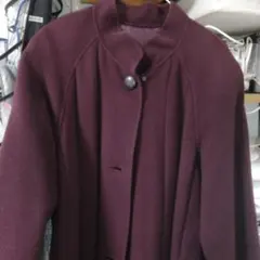バーガンディ ロングコート ウール混紡