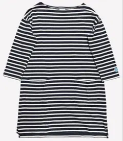 美品フランス製ORCIVALポケットコットンロードボーダー薄黒白7部ワンピースF