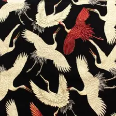 SALE　ゴブラン織り　黒地×鶴
