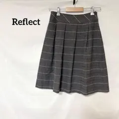 Reflect ひざ丈 フレアスカート XS グレー系　ウール　日本製 チェックのサムネイル