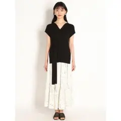 SNIDEL　ニットxプリントスカートSETワンピース （ブラック）【最終価格】