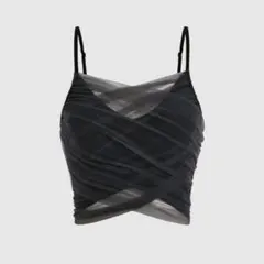 未使用品　タグ付き　ブラック シースルー クロスオーバーキャミソール