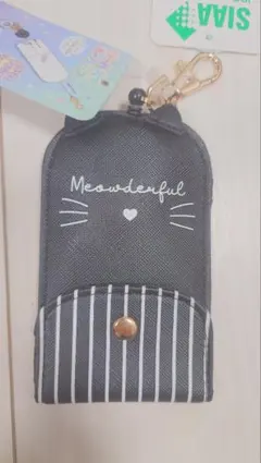 新品☆猫モチーフリール付きキーケース鍵カバーランドセル小学生　黒