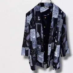カーディガン 羽織り 総柄 七分袖 ジャケット レトロ エレガント 花柄