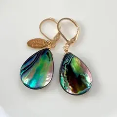 大粒アバロンシェル　ロング雫ピアス 大粒アバロンシェル ロング雫ピアス - メルカリ