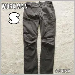 【WORK MAN】 メンズS グレー ワークパンツ 伸縮性 古着 ストレート