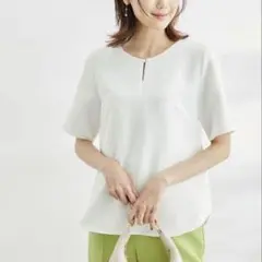 ◼︎ ROPE' PICNICフロントホックハーフスリーブブラウス/ロペピクニック