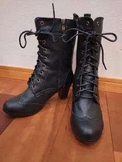 ブーツ 袴用　中ヒール 合皮　ダークブラウン