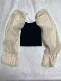 ZARA 黒アイボリーパフスリーブトップス