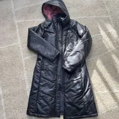 adidas フード付きロングベンチコート 黒