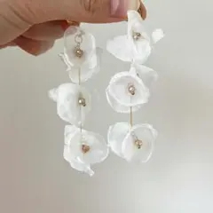 フラワー シフォン ブライダル 結婚式 花嫁 披露宴 前撮り ピアス イヤリング