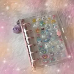 A7 リフィル付きシール帳ピンククリアバインダー＋リフィルボンボンドロップ