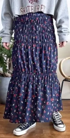 LOWRYS FARM シャーリングフレアスカート