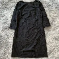美品✨【CHRISCELIN】黒 花柄刺繍 ワンピース (LL) 大きいサイズ❗