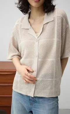 AZUL by moussy メッシュニット切り替えデザインカーディガンのサムネイル