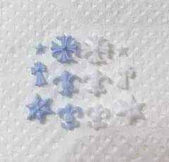 淡いブルー×ホワイト　クロムハーツネイルパーツ 12個