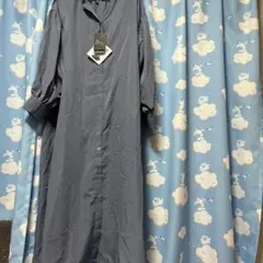 シンプルブルーシャツワンピース 長袖