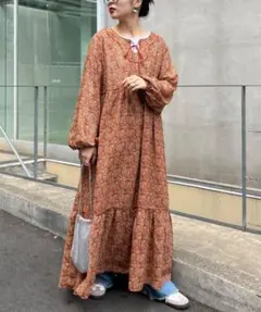 CIAOPANIC TYPYヴィンテージフラワー柄パイピングティアードワンピース