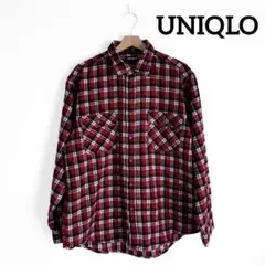 90s OLDUNIQLO オールドユニクロ ネルシャツ チェック 紺タグ 長袖