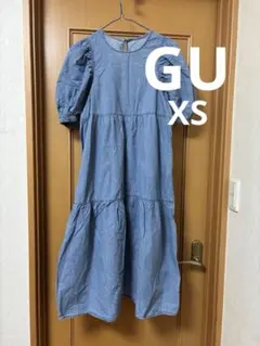 【美品】GUライトブルーデニム風ワンピース　XS