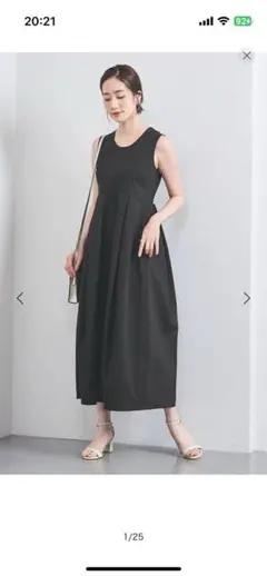 極美品 IÉNAブラックMノースリーブロングワンピース定価¥23,100(税込