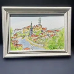 美品》 高橋文平「パリ」名古屋銀行50周年記念品 絵画 インテリア 額縁 