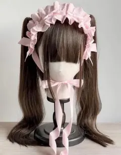 海外ハンドメイド　ロリータ リボン ヘッドドレス ピンク　可愛い コスプレ