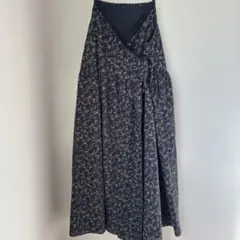 サマンサモスモス　カシュクールワンピース　麻混　キャミワンピ　総柄