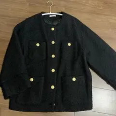 ラウンジドレス　ツイードジャケット　ブラック