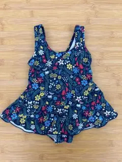 ベビー水着 女の子 花柄 ネイビー