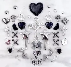 ネイルパーツ デコパーツ まとめ売り メタル シルバー クロムハーツ 48