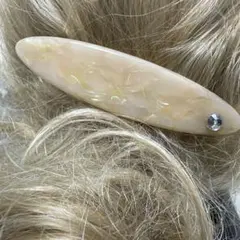 一点物特価▲限定249Bキラキラ舟型大理石柄アセテート素材パレッタ9cm超高級黄