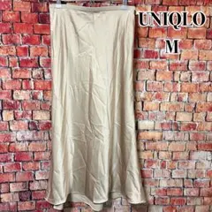 UNIQLO☆美品☆ロングスカート　サテン　ゴールド系　ウエストゴム　裏地付　M