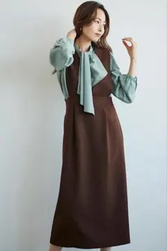 LOUNIE バッククロス ジャンパースカート ダークブラウンのサムネイル