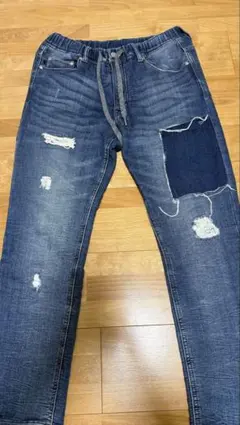 ダメージ加工 パッチワーク ブルージーンズ