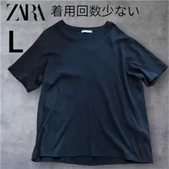 美品　ZARA コットン100 メンズ クルーネック 半袖Tシャツ ブラック Lのサムネイル