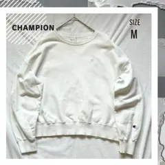 短丈　Champion　チャンピオン　トリコタグ　刺繍ロゴ　スウェット　白