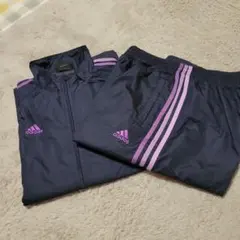 メンズadidas ジャージ 上下セット XOブラック パープルのサムネイル