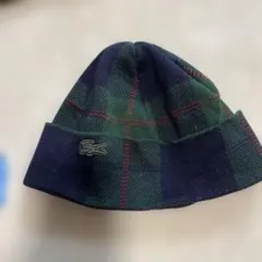 LACOSTE チェック柄 ニット帽 フリーサイズ