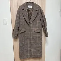 【美品】SIMPLICITE ブラウン　チェックコート