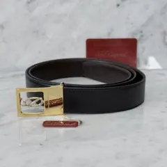 美品 STデュポン レザー ベルト 本革 ドレスベルト ゴールド ブラックのサムネイル