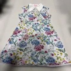 Wearable フラワープリント ノースリーブワンピース M