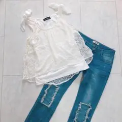 セシルマクビー♡肩リボン　レース　タンクトップ