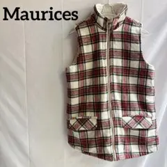 美品⭐️maurices チェック柄 裏起毛ふベスト 【XS】ジップアップチョッキ