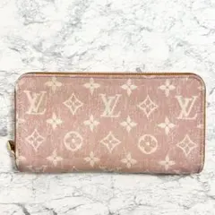 ルイヴィトン LV モノグラム ジャカード デニム ジッピーウォレット ピンク