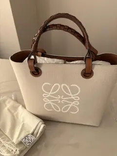 LOEWE アナグラム トートバッグ キャンバス×レザー