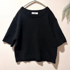 673半袖ニット】WEGO 黒　重ね着　ショート丈　トップス　シック　モノトーン